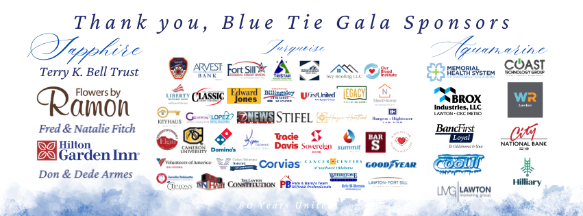 Logos for Blue Tie Gala Sponsors